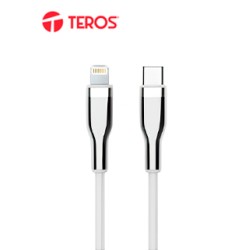 CABLE USB TEROS TE-70212W, TIPO C A LIGHTNING, 3A, 20W MáX, BLANCO Y PLATEADO CABLE USB TEROS TE-70212W, TIPO C A LIGHTNING, 3A, 20W MáX, BLANCO Y PLATEADO