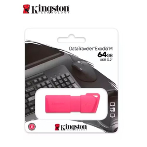 MEMORIA FLASH USB DATATRAVELER EXODIA M, 64GB, USB 3.2 GEN 1 (TIPO-A) NEON PINK (ROSA