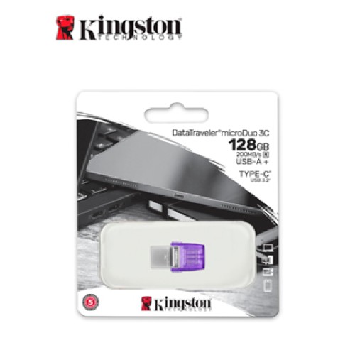 MEMORIA FLASH USB KINGSTON 128GB DATATRAVELER MICRODUO 3C 200MB/S DUAL USB-A + USB-C