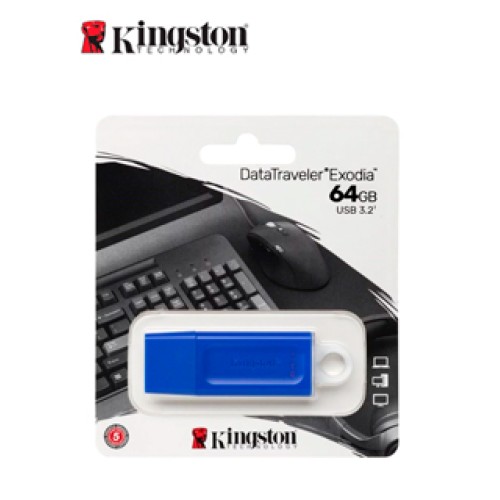 MEMORIA FLASH USB KINGSTON DATATRAVELER EXODIA 64GB, USB 3.2 GEN 1, COLOR AZUL.P