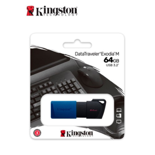 MEMORIA FLASH USB KINGSTON DATATRAVELER EXODIA M,64GB, USB 3.2 GEN 1, AZULPRESEN