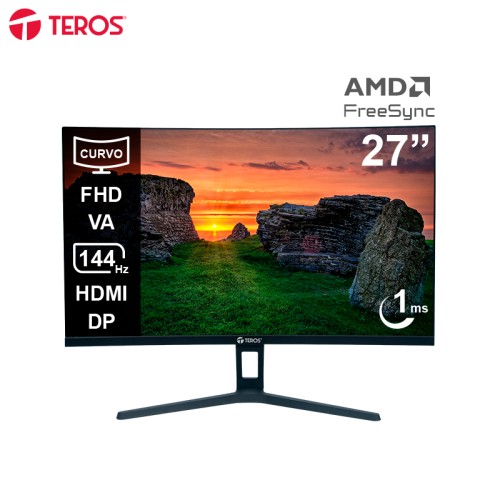 MONITOR CURVO TEROS TE-2734S, VA FHD (1920 X 1080), 144HZ, 1MS, HDMI, DP, AUDIO OUT