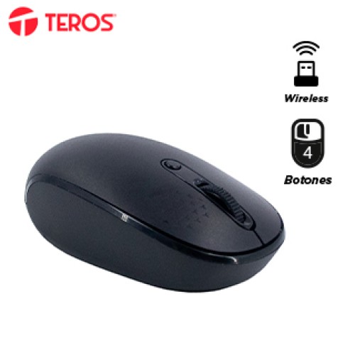 MOUSE INALÁMBRICO TEROS TE-1237S, BT 5.0, 2.4GHZ,USB, COLOR NEGRODESCUBRE EL MOU
