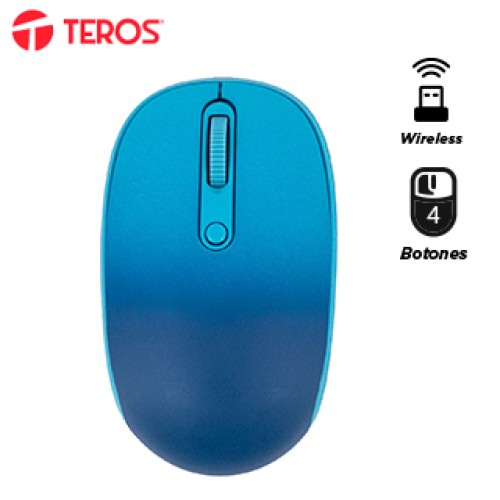MOUSE INALÁMBRICO TEROS TE-1240S, 2.4GHZ, 4 BOTONES, USB, COLOR AZULDESCUBRE EL 