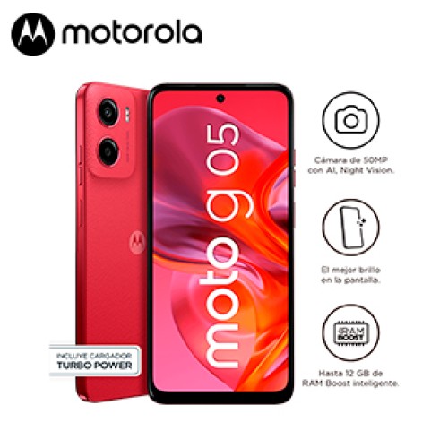SMARTPHONE MOTOROLA MOTO G05, PANTALLA: 6.7/LCD/HD+/90HZ, SO: ANDROID 15, COLOR ROJO