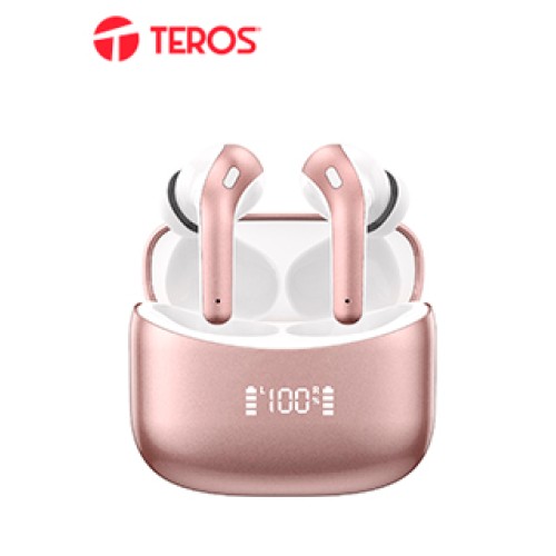 AUDÍFONOS TEROS TE-8074GR, BLUETOOTH, TWS, ROSA/DORADOLOS AUDÍFONOS BLUETOOTH TE