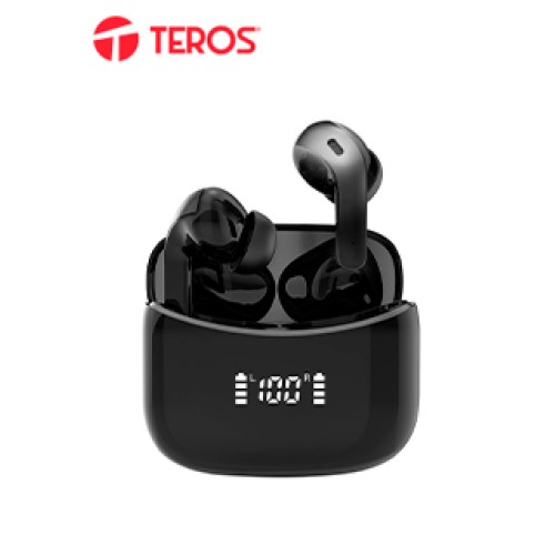 AUDÍFONOS TEROS TE-8074N, BLUETOOTH, TWS, NEGROLOS AUDÍFONOS BLUETOOTH TEROS TE-