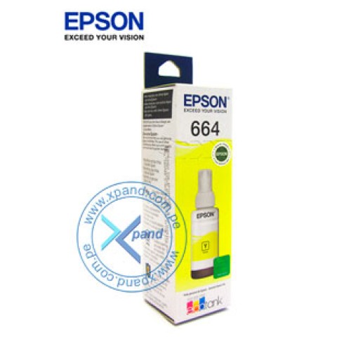 BOTELLA DE TINTA EPSON T664420, COLOR AMARILLO, CONTENIDO 70ML, PARA IMPRESORAS EPSON