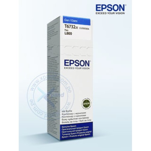 BOTELLA DE TINTA EPSON 673 (T673220), COLOR CIAN, CONTENIDO 70 ML, PARA IMPRESORA L80