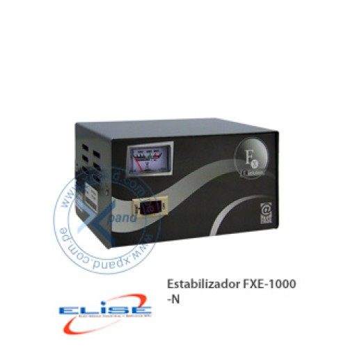 ESTABILIZADOR ELISE - FASE FXE-10, SÓLIDO, 1.0KVA, 4 TOMAS A 220VAC, 1 TOMA BY-PASS.