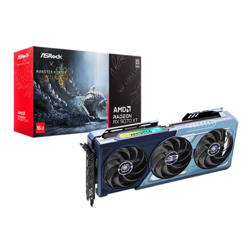 TARJETA DE VIDEO ASROCK AMD RADEON RX 9070 XT MONSTER HUNTER WILDS, 16GB GDDR6, PCIE