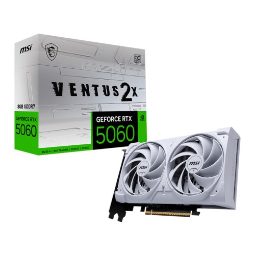 TARJETA DE VIDEO MSI GEFORCE RTX 5060 8G VENTUS 2X OC WHITE, 8GB GDDR7, PCIE 5.0 X16 