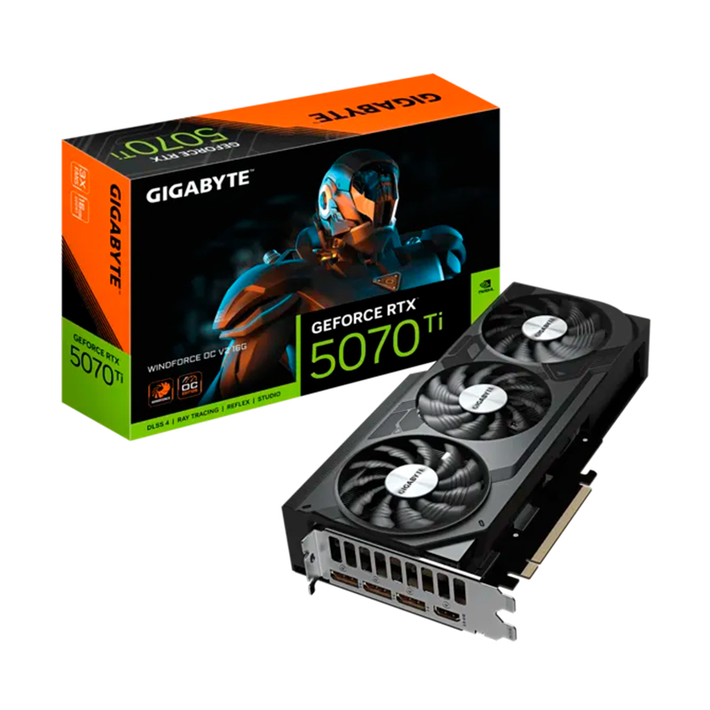 TARJETA DE VIDEO GIGABYTE GEFORCE RTX 5070 TI WINDFORCE OC V2 16G, 16GB GDDR7 PCIE GE