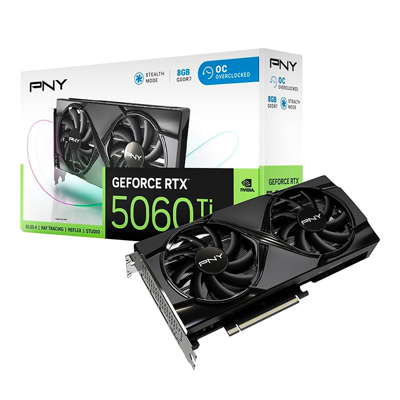 TARJETA DE VIDEO PNY GEFORCE RTX 5060 TI OC, 8GB GDDR7, PCI EXPRESS 5.0 X8PUERTO